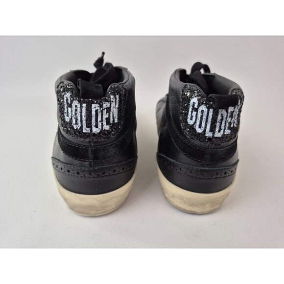 Golden Goose Black Mid Star Glitter Sneakers Suede Hi-Top Shoes Size 40 - Picture 5 of 6